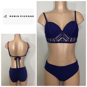 New. Robin Piccone navy crochet bikini. Small. Retails $176